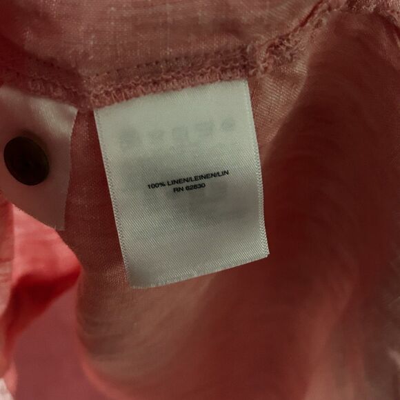 Lands' End Top Size Large 100% Linen Button Up Long Sleeve Pink Shirt Women's - Picture 4 of 7
